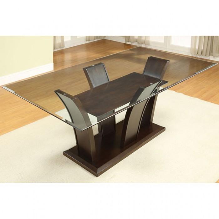 

    
Contemporary Brown Cherry Tempered Glass Dining Table Furniture of America CM3710T Manhattan

