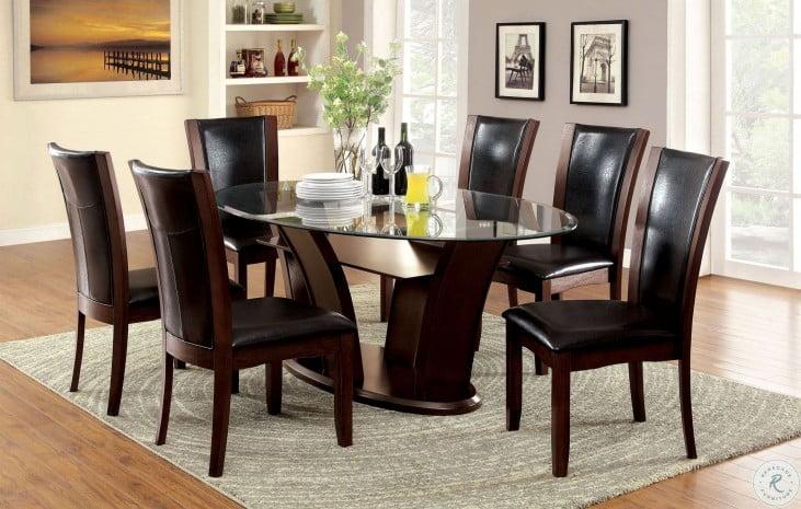 

    
Contemporary Brown Cherry Tempered Glass Oval Dining Table Furniture of America CM3710OT Manhattan

