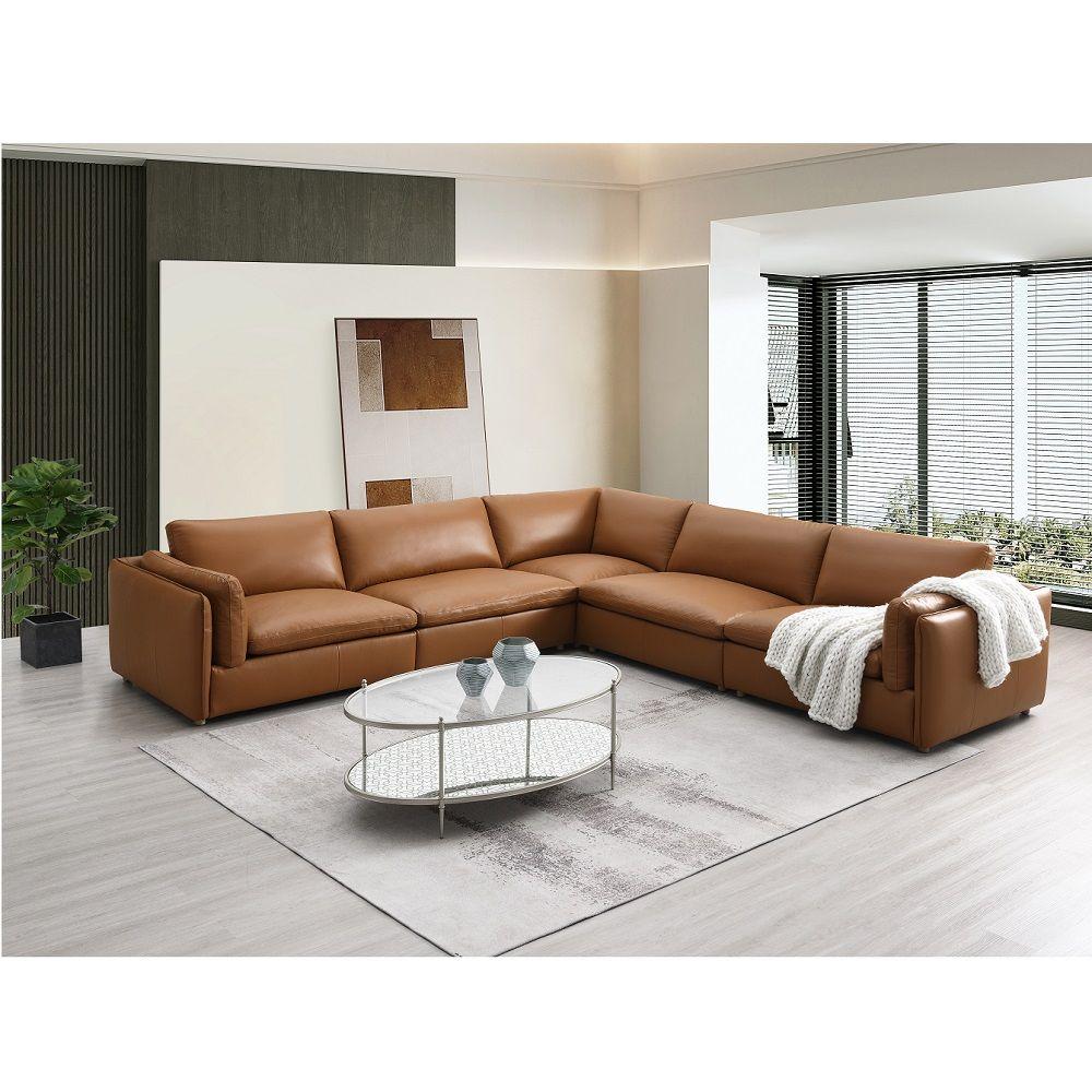 

    
Contemporary Brown Composite Wood Sectional Sofa Acme Brighton LV03370
