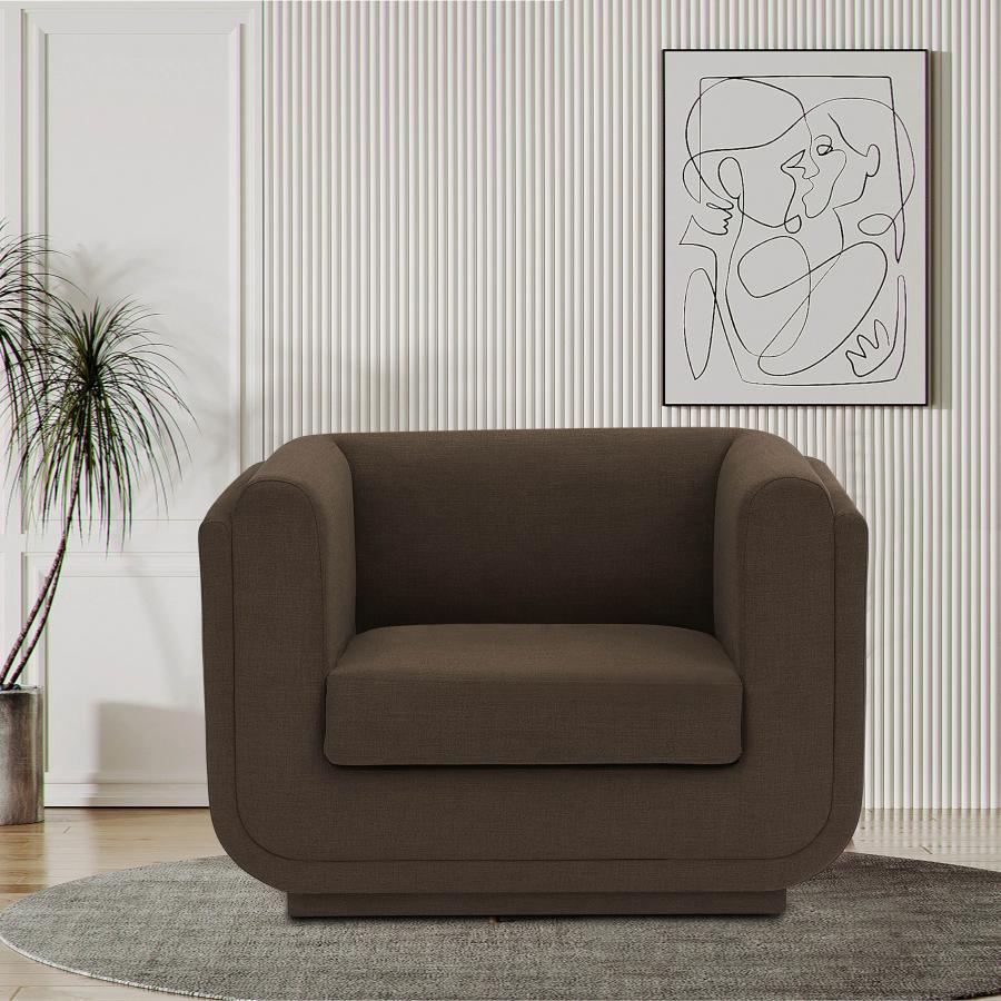 

    
Contemporary Brown Engineered Wood Chair Meridian Furniture Kimora 151Brown-C
