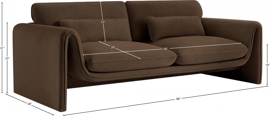 

    
 Shop  Contemporary Brown Engineered Wood Living Room Set 2PCS Meridian Furniture Sloan 199Brown-S-2PCS
