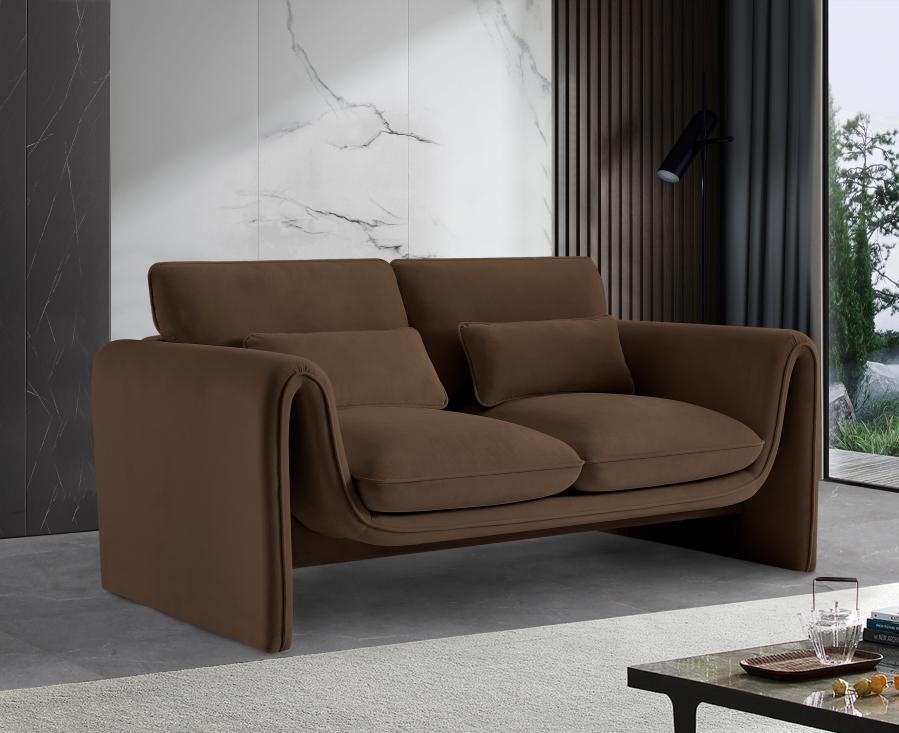 

    
Contemporary Brown Engineered Wood Living Room Set 2PCS Meridian Furniture Sloan 199Brown-S-2PCS
