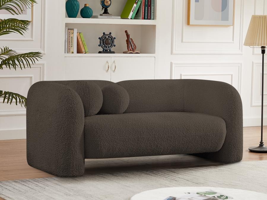 

    
Contemporary Brown Engineered Wood Loveseat Meridian Furniture Emory 139Brown-L
