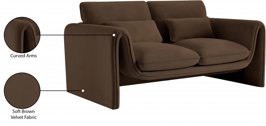 

    
 Order  Contemporary Brown Engineered Wood Loveseat Meridian Furniture Sloan 199Brown-L
