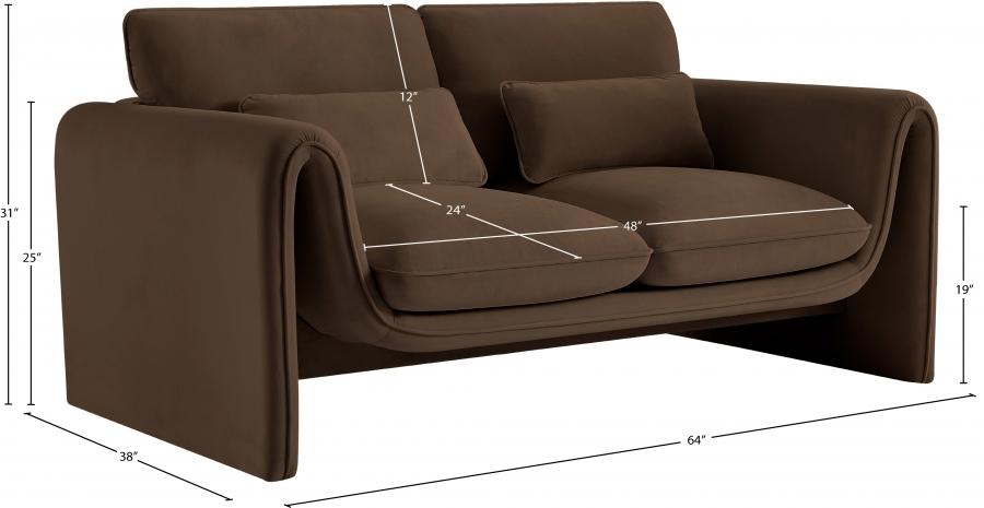 

        
53651651654989Contemporary Brown Engineered Wood Loveseat Meridian Furniture Sloan 199Brown-L
