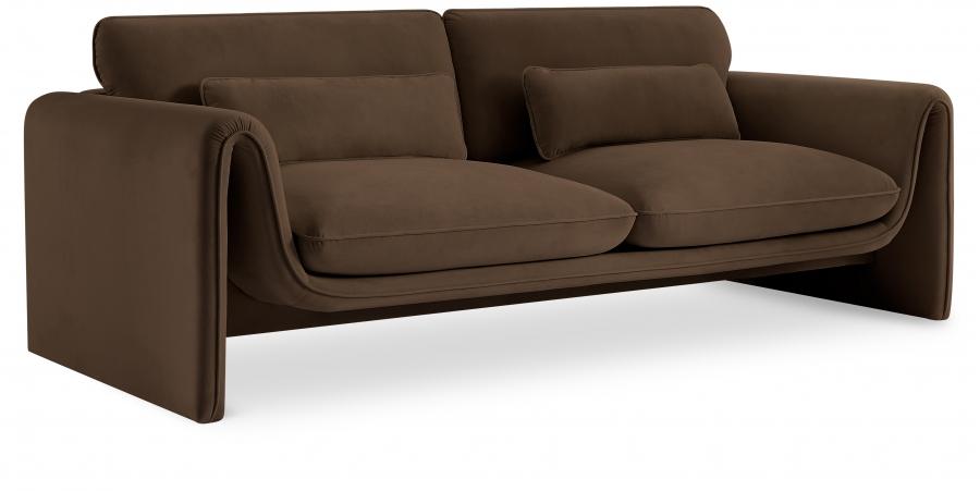 Contemporary Sofa Sloan Sofa 199Brown-S 199Brown-S in Brown Soft Velvet