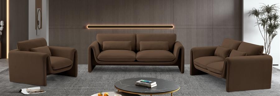

    
 Shop  Contemporary Brown Engineered Wood Sofa Meridian Furniture Sloan 199Brown-S
