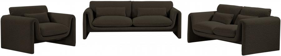 

    
 Shop  Contemporary Brown Engineered Wood Sofa Meridian Furniture Stylus 198Brown-S
