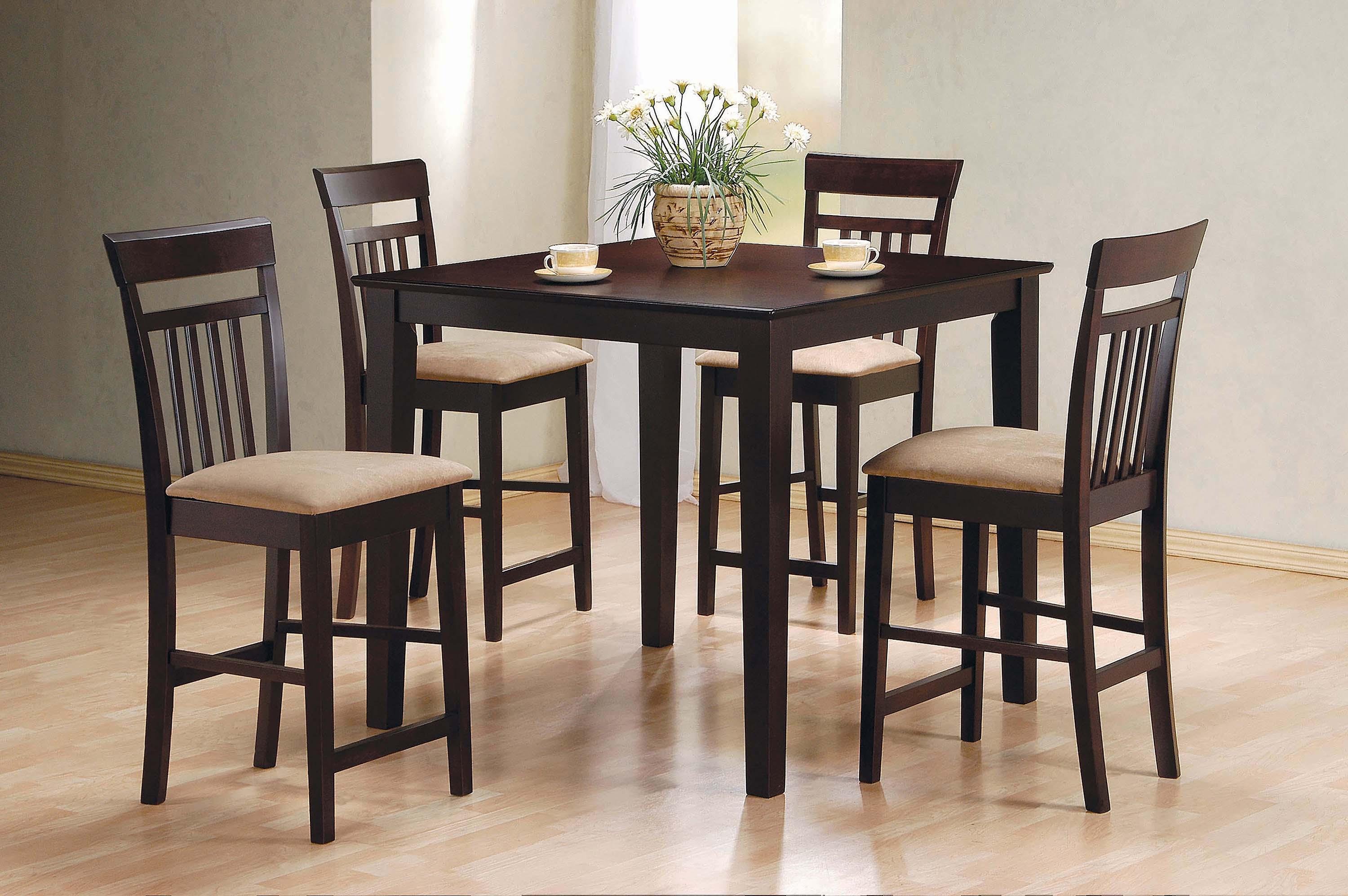 

    
Contemporary Dark Brown Wood & Fabric Dining Set 5 Everyday 150041 by Coaster
