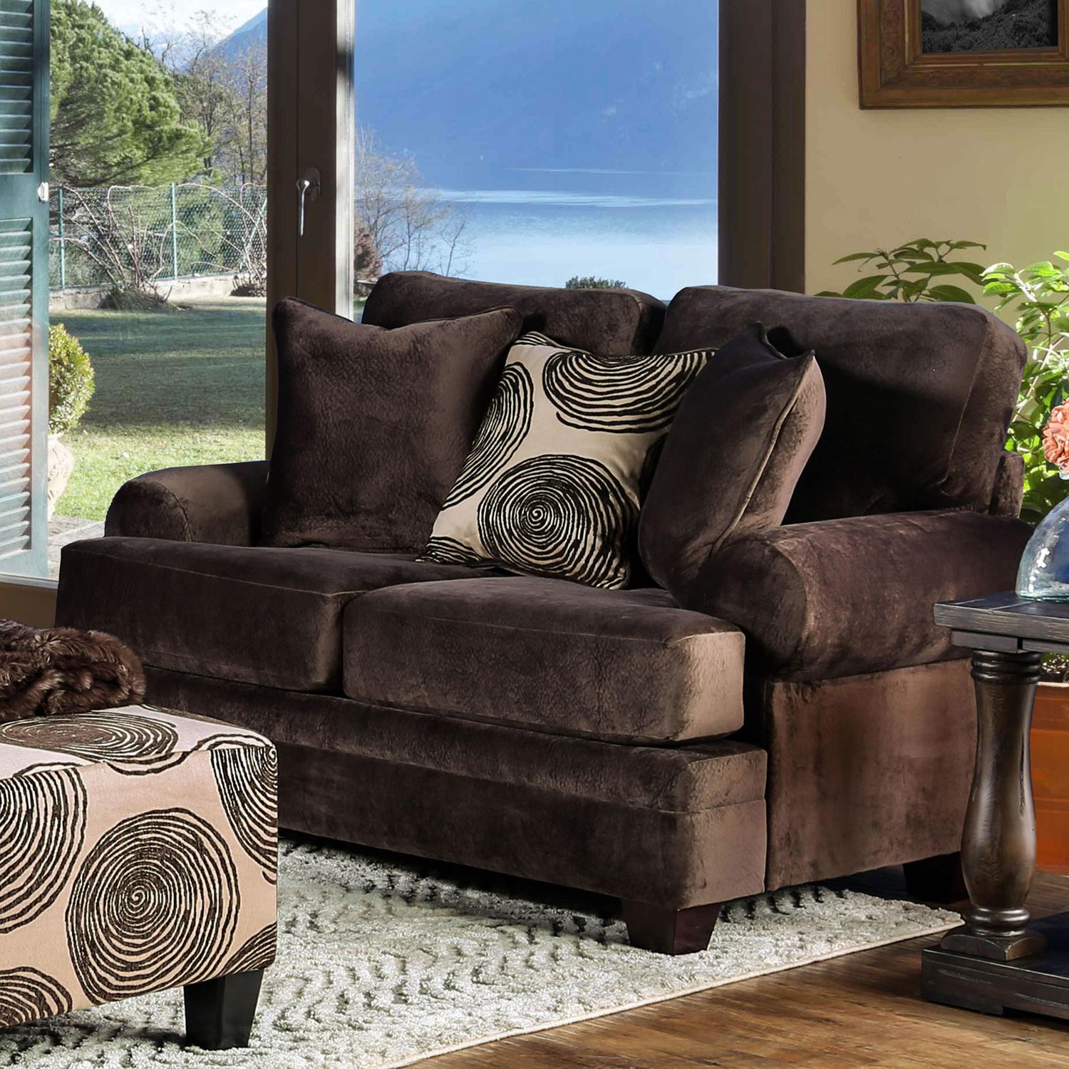 

    
Brown Microfiber Loveseat BONAVENTURA SM5142BR-LV Furniture of America Modern
