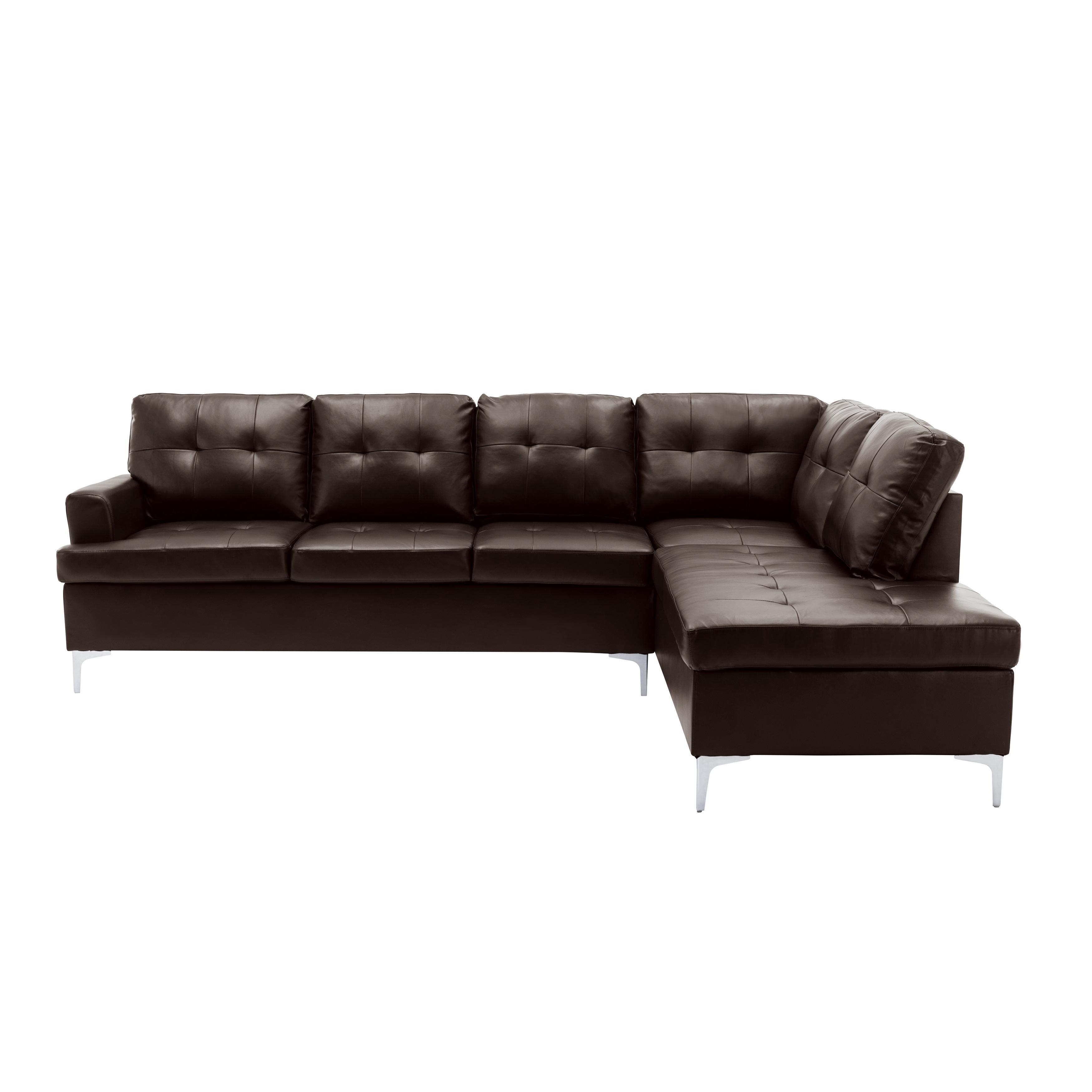 

    
Contemporary Brown Faux Leather 2-Piece Sectional w/Ottoman Homelegance 8378BRW*3 Barrington
