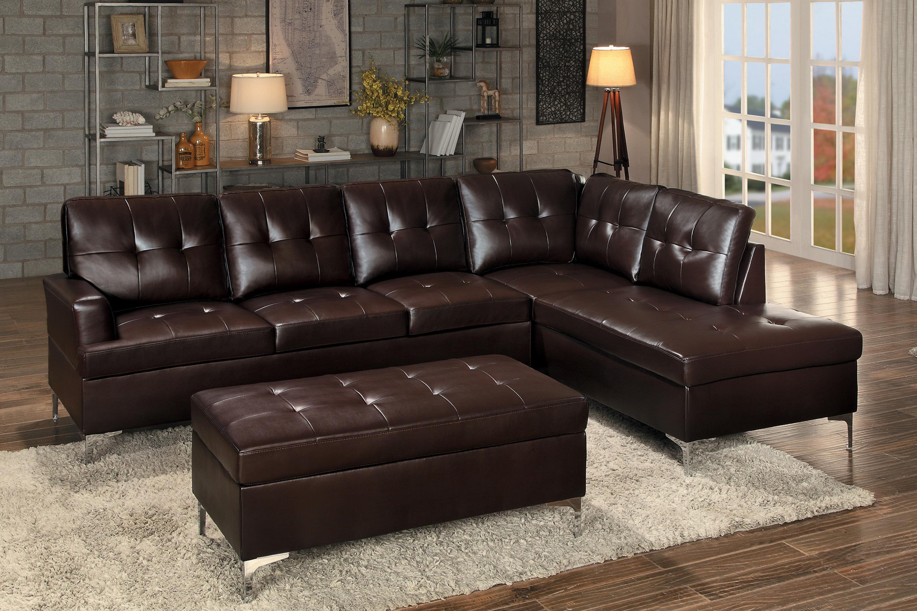 

                    
Buy Contemporary Brown Faux Leather 2-Piece Sectional w/Ottoman Homelegance 8378BRW*3 Barrington
