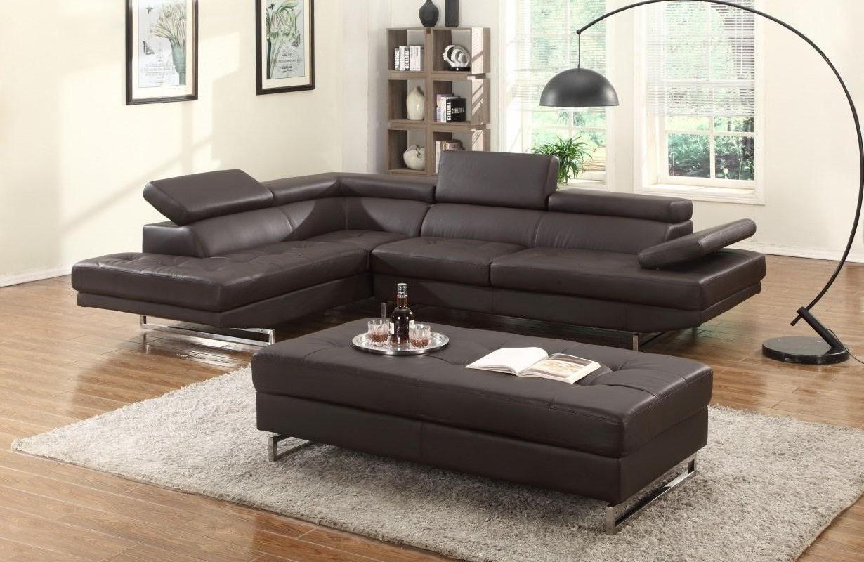 Contemporary Sectional Sofa Brendon Brendon - Sectional in Brown Faux Leather