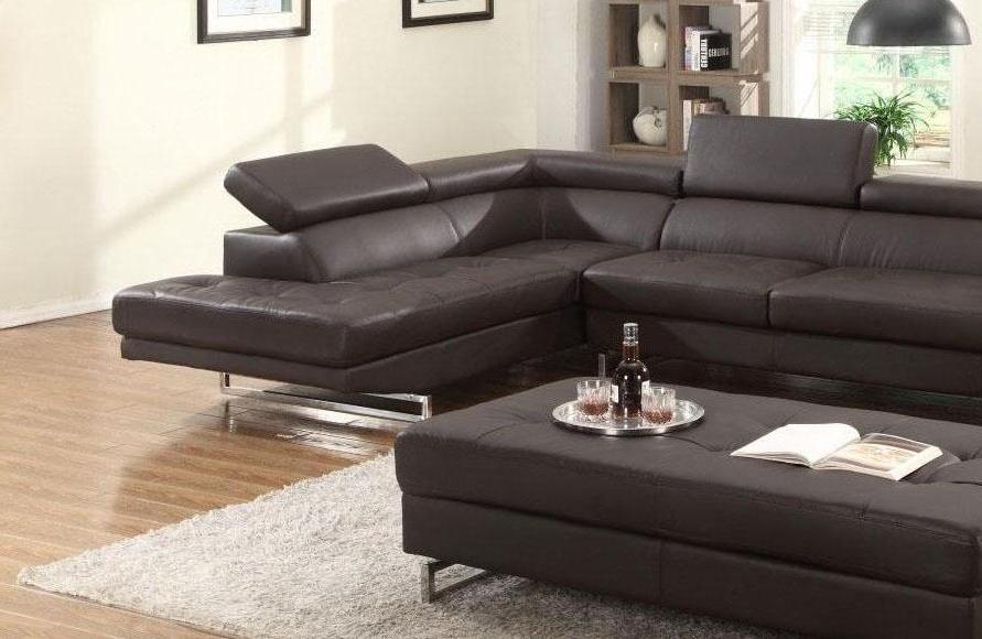 

    
Contemporary Brown Faux Leather Air Sectional LHC Soflex Brendon
