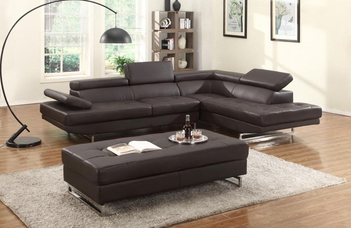 

    
Contemporary Brown Faux Leather Air Sectional RHC Soflex Brendon
