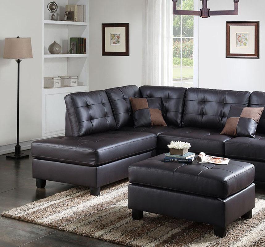 

    
Brown Faux Leather Sectional Sofa Set 2-PcsF6855 Poundex Contemporary
