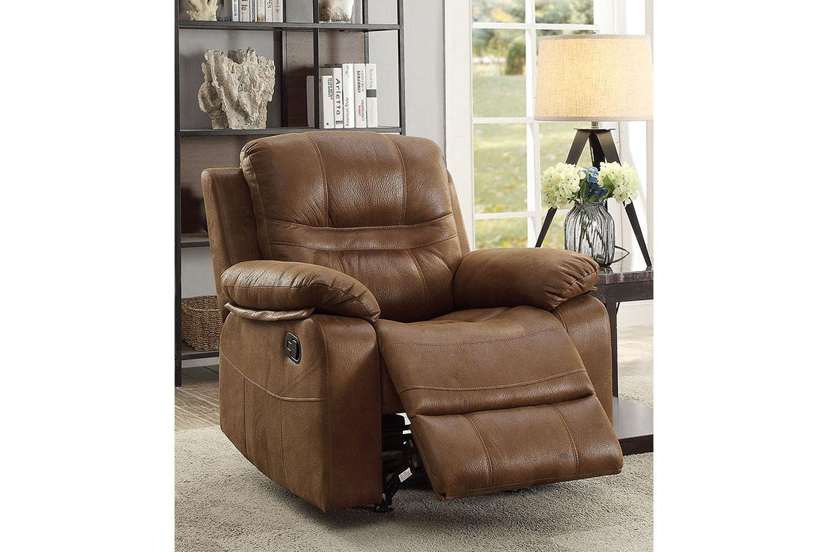 Contemporary Rocker Recliner F6648 F6648 in Brown Breathable Leathrette