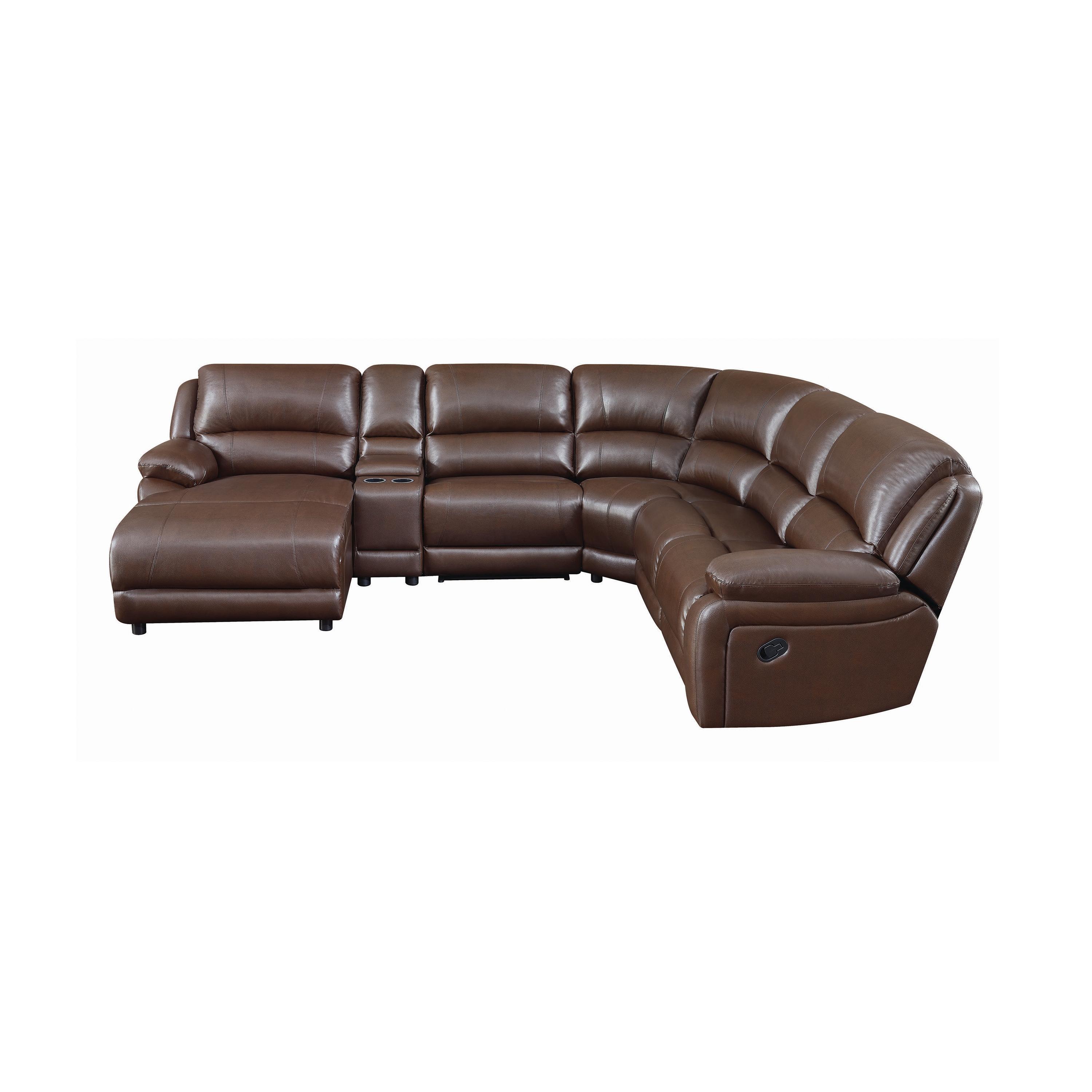 

    
Contemporary Chestnut Faux Leather 6-Piece Motion Sectional Coaster 600357 Mackenzie
