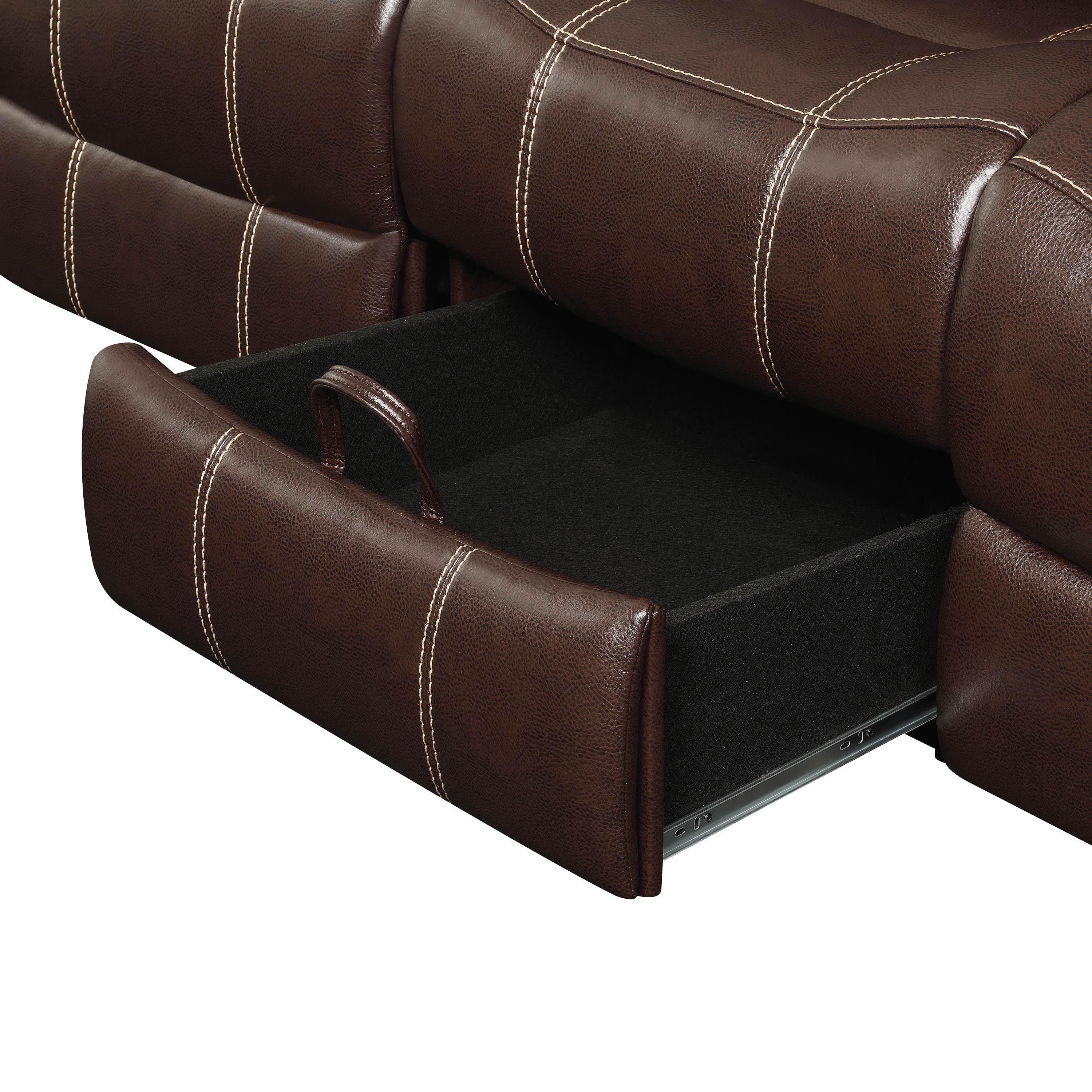 

    
603021 Contemporary Chestnut Faux Leather Motion Sofa Coaster 603021 Myleene
