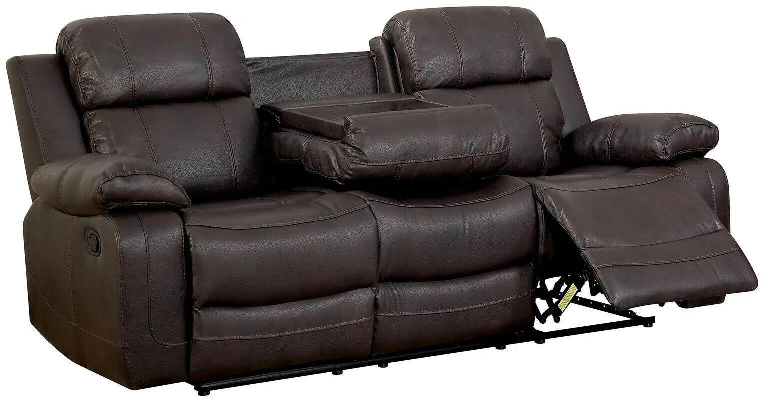 

    
Dark Brown Breathable Leatherette Recliner Sofa PONDERA CM6568-SF FOA Modern
