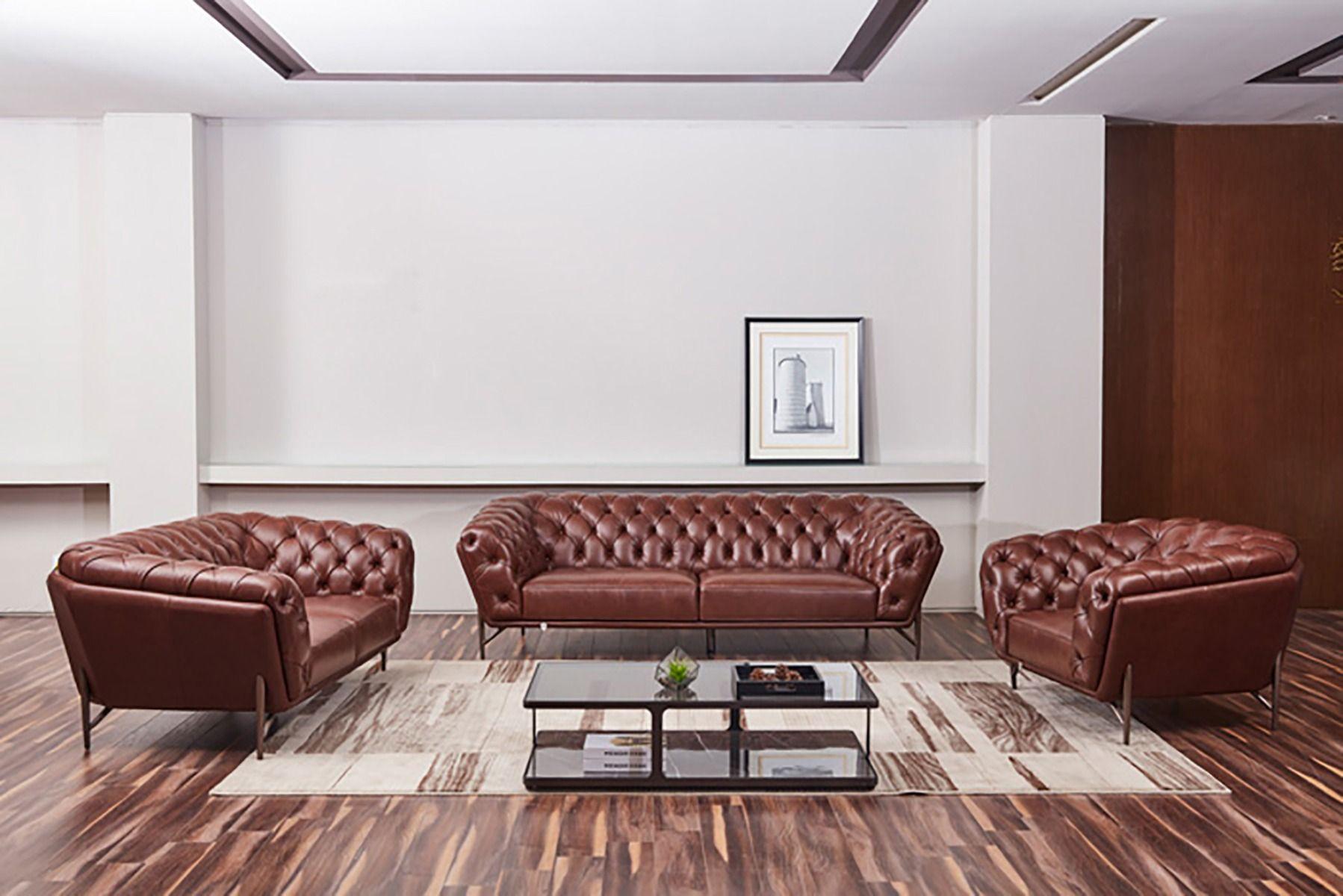 

    
 Photo  Brown Top-Grain Italian Leather Sofa Set 2Pcs EK8009-BRO American Eagle Classic
