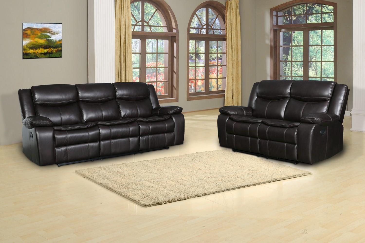 Contemporary Reclining Living Room Set 6967 Reclining Living Room Set 2PCS 6967-BROWN-S-2PCS 6967-BROWN-S-2PCS in Brown leather Air