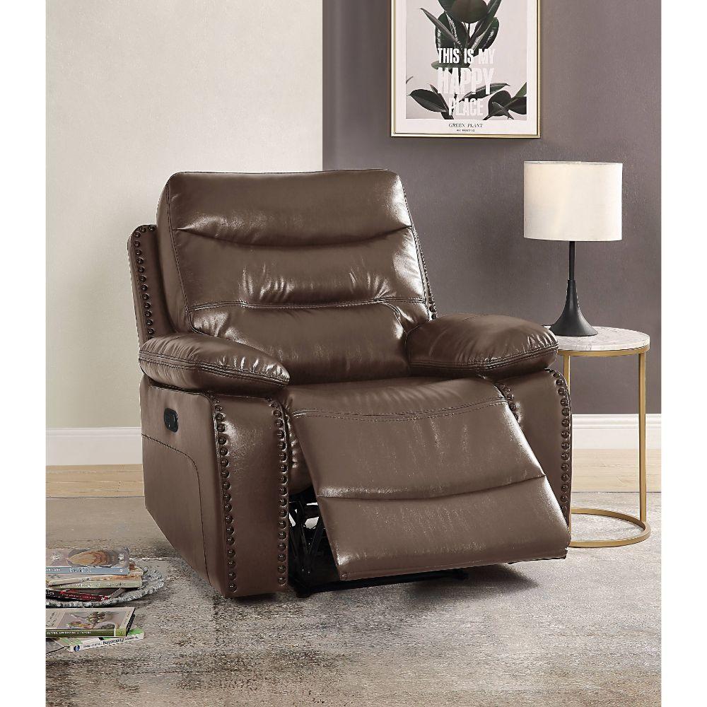 

    
55423 Contemporary Brown Leather Power Motion Recliner w/ Console by Acme Aashi 55423
