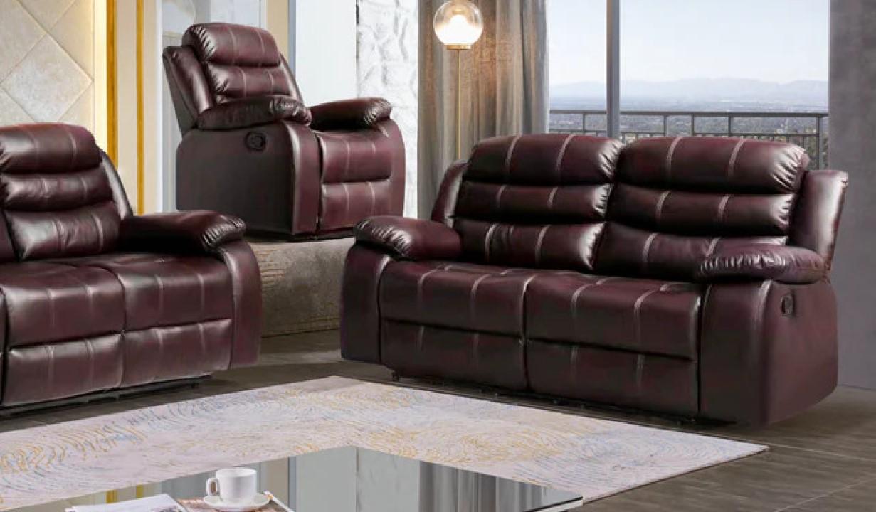 

    
Contemporary Brown Leather Reclining Loveseat McFerran SF8006 SF8006-L
