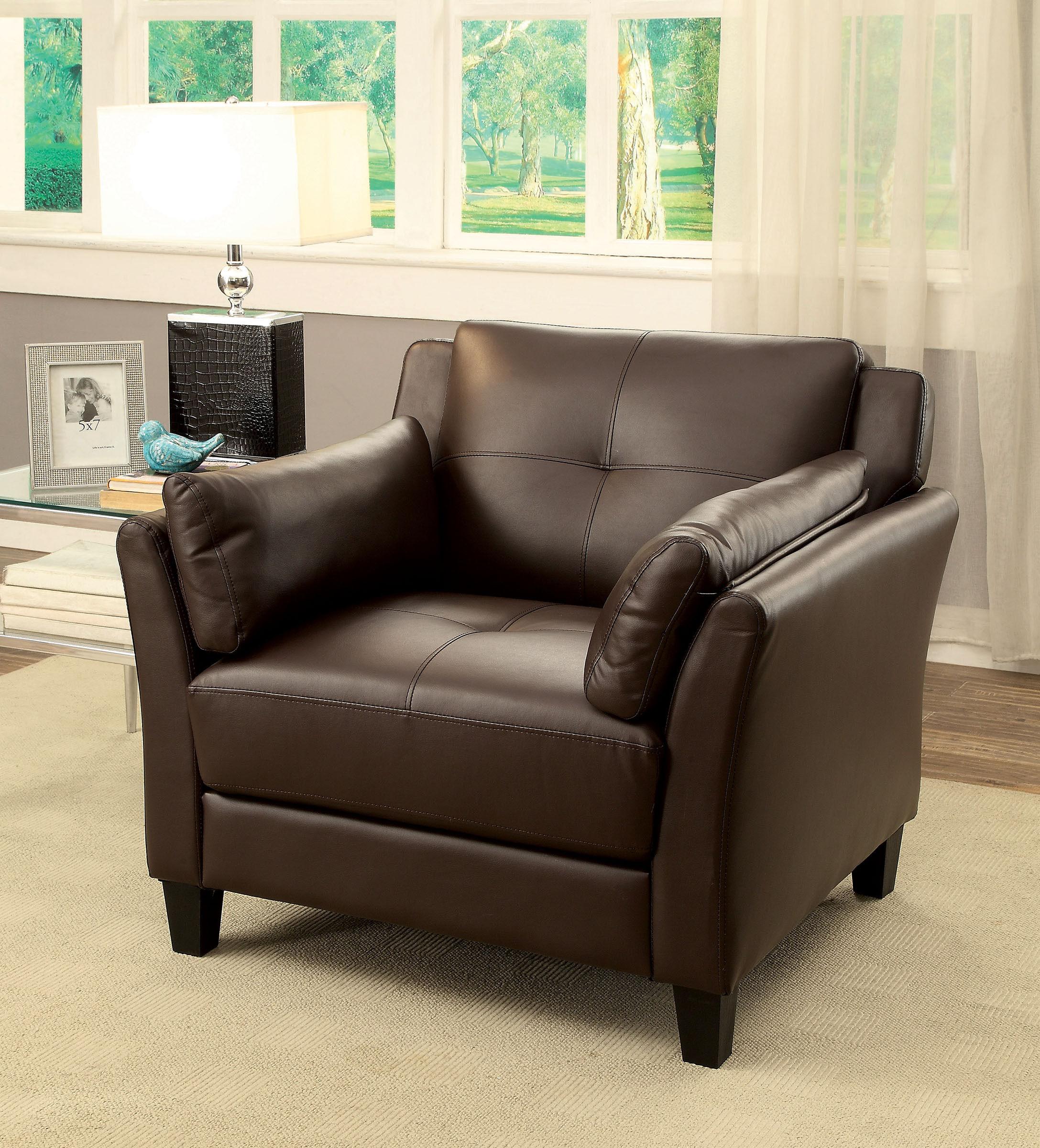 

    
Contemporary Brown Leatherette Arm Chair Furniture of America CM6717BR-CH Pierre
