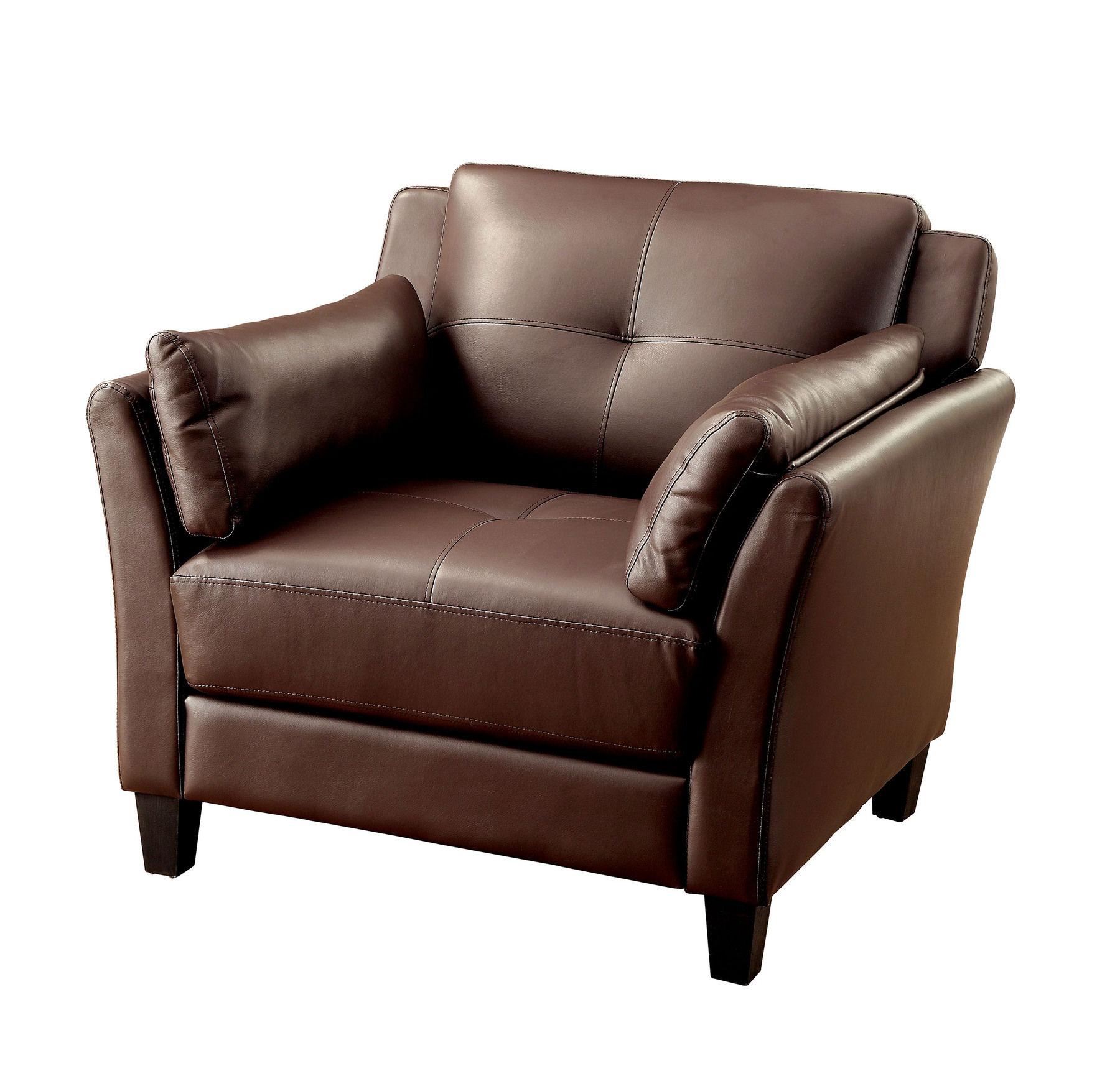 

                    
Furniture of America CM6717BR-3PC Pierre Sofa Loveseat and Chair Set Brown Leatherette Purchase 
