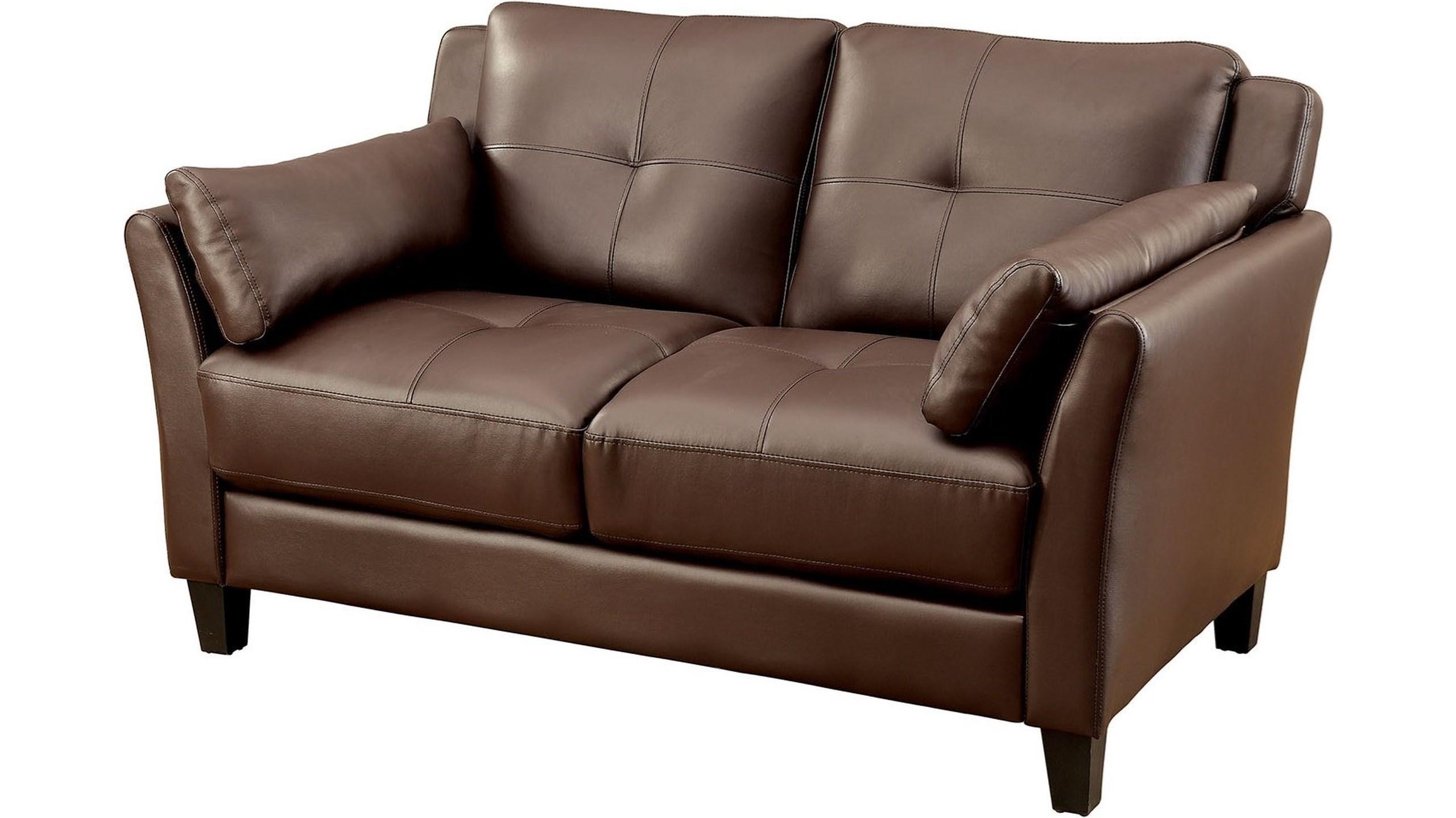 

    
Contemporary Brown Leatherette Loveseat Furniture of America CM6717BR-LV Pierre
