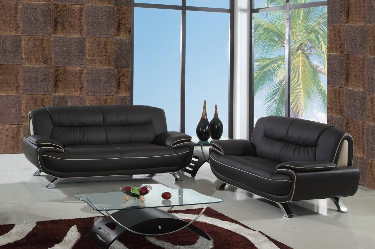 

    
Contemporary Brown Premium Leather Match Sofa Set 2Pcs Global United 405
