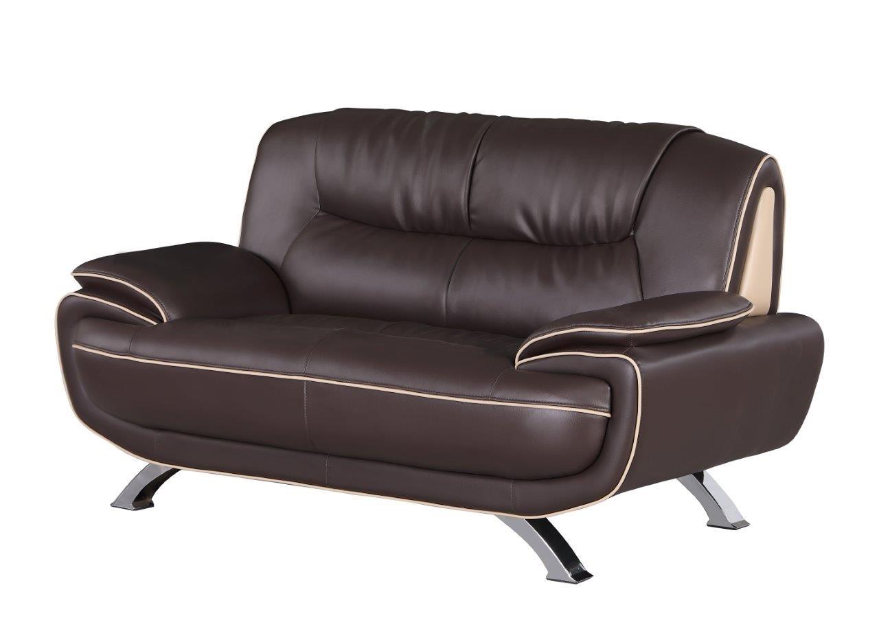 

        
Global United 405 Sofa and Loveseat Set Brown Leather gel match 00083398860821
