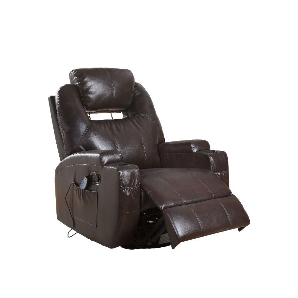 Contemporary Rocker Recliner Waterlily 59278 in Brown PU