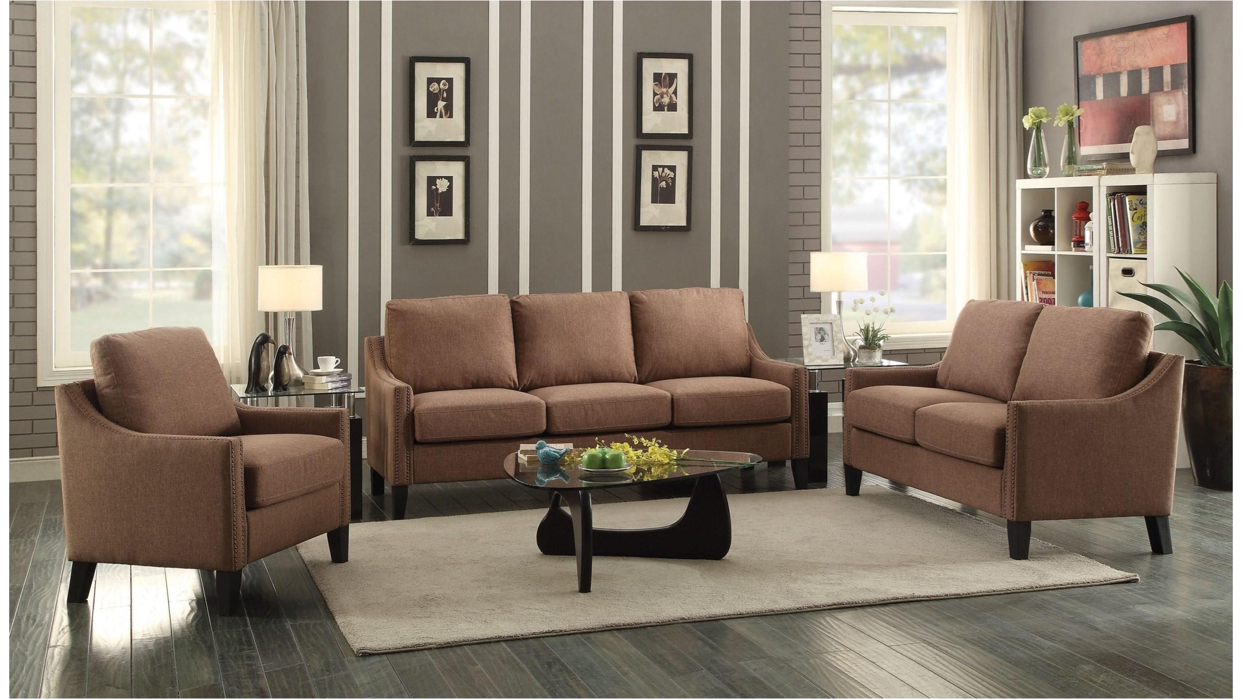 

    
Contemporary Brown Sofa by Acme Zapata 53765

