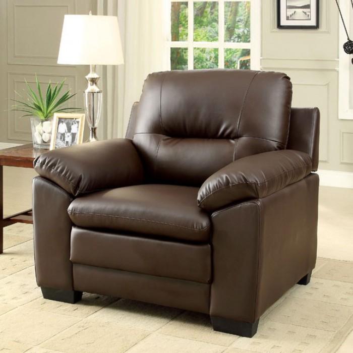 Contemporary Chair Parma Chair CM6324BR-CH-C CM6324BR-CH-C in Brown Leatherette