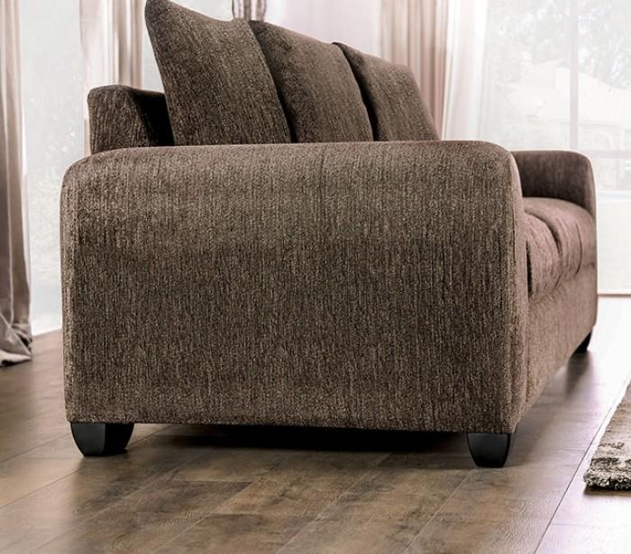 

    
Contemporary Brown Solid Wood Sofa Furniture of America Dagmar EM6723BR-SF-S
