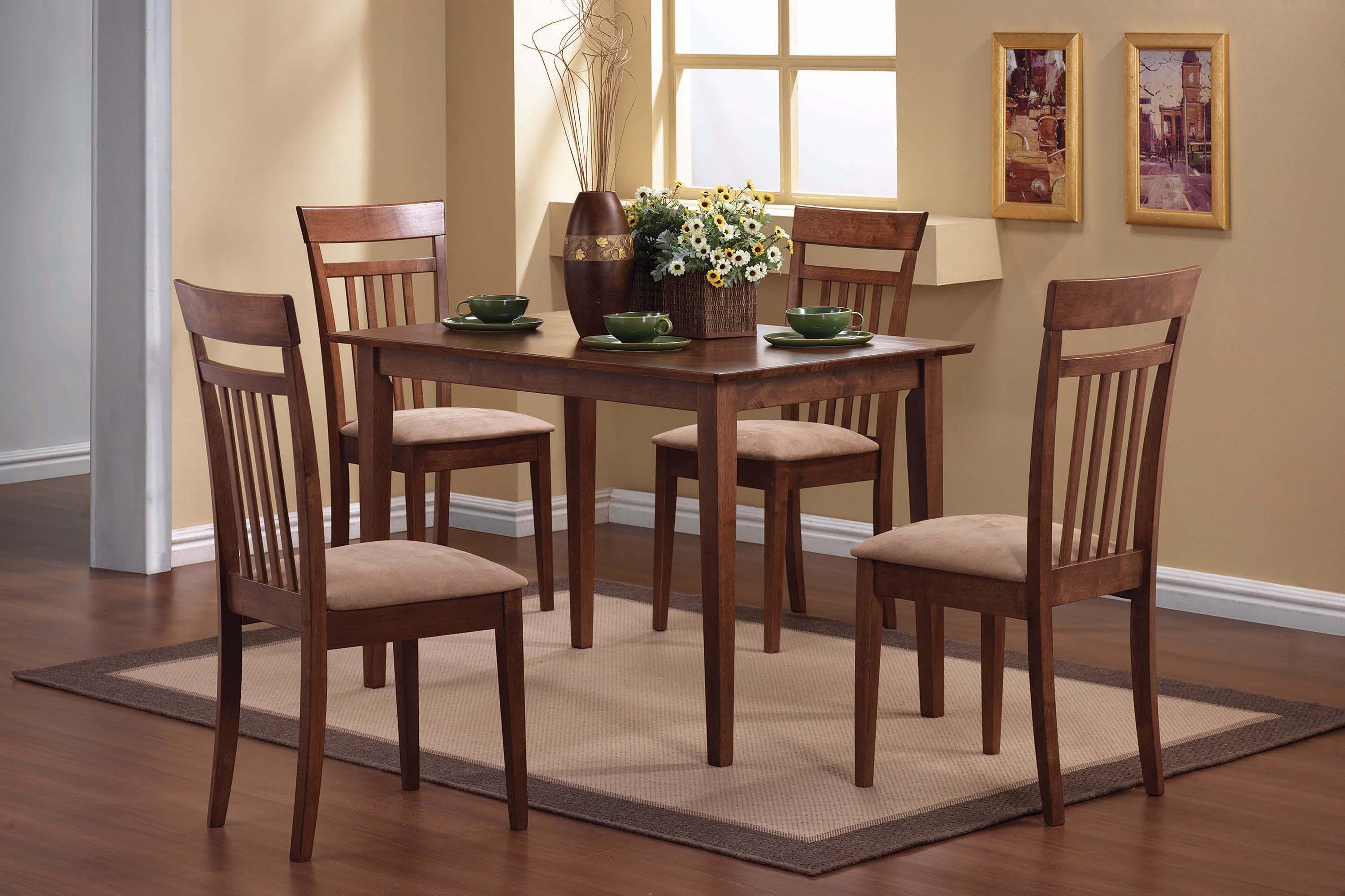 

    
Contemporary Brown Wood & Fabric Dining Set 5pcs Everyday 150430 by Coaster

