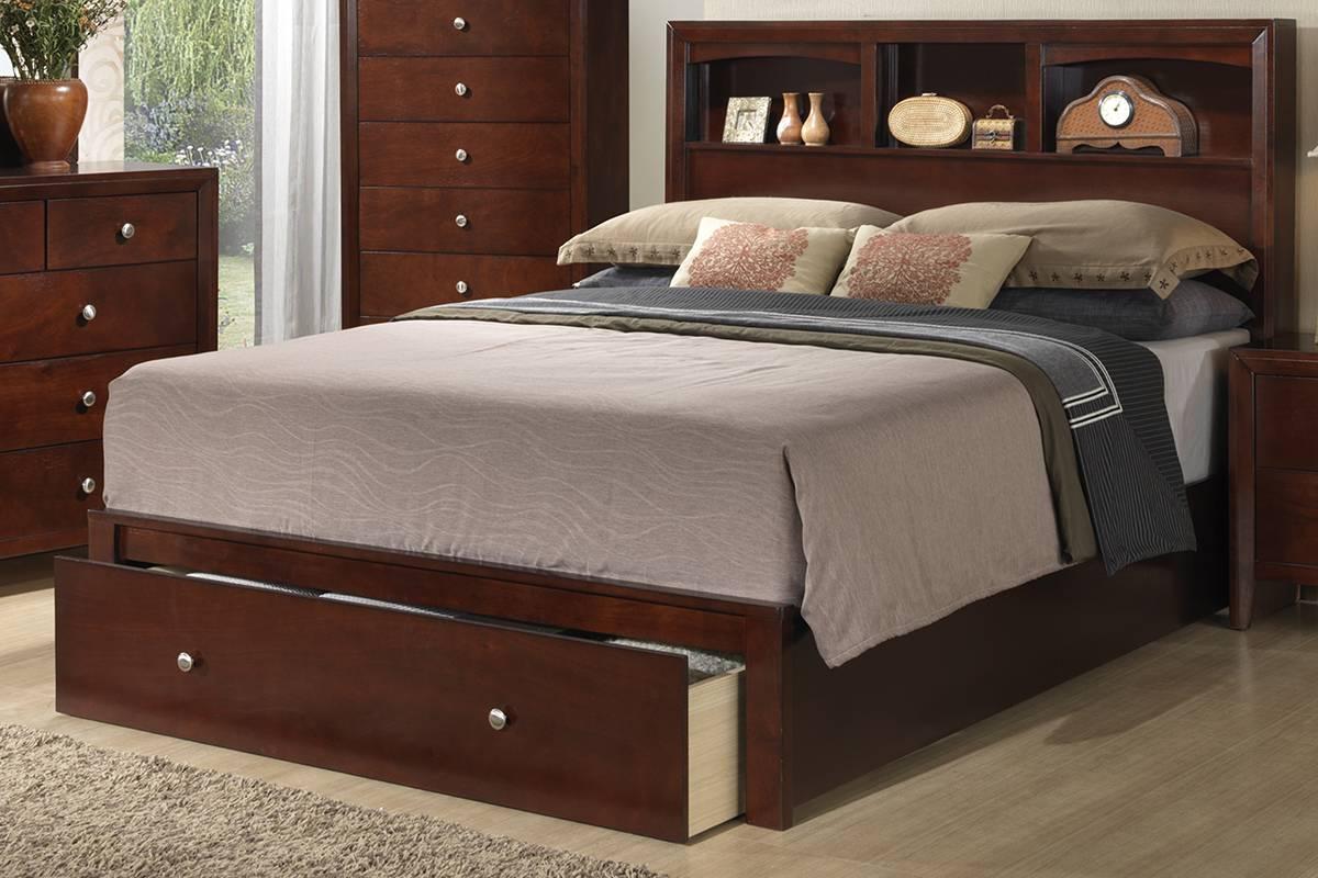 Contemporary Storage Bed F9282 F9282CK in Brown 