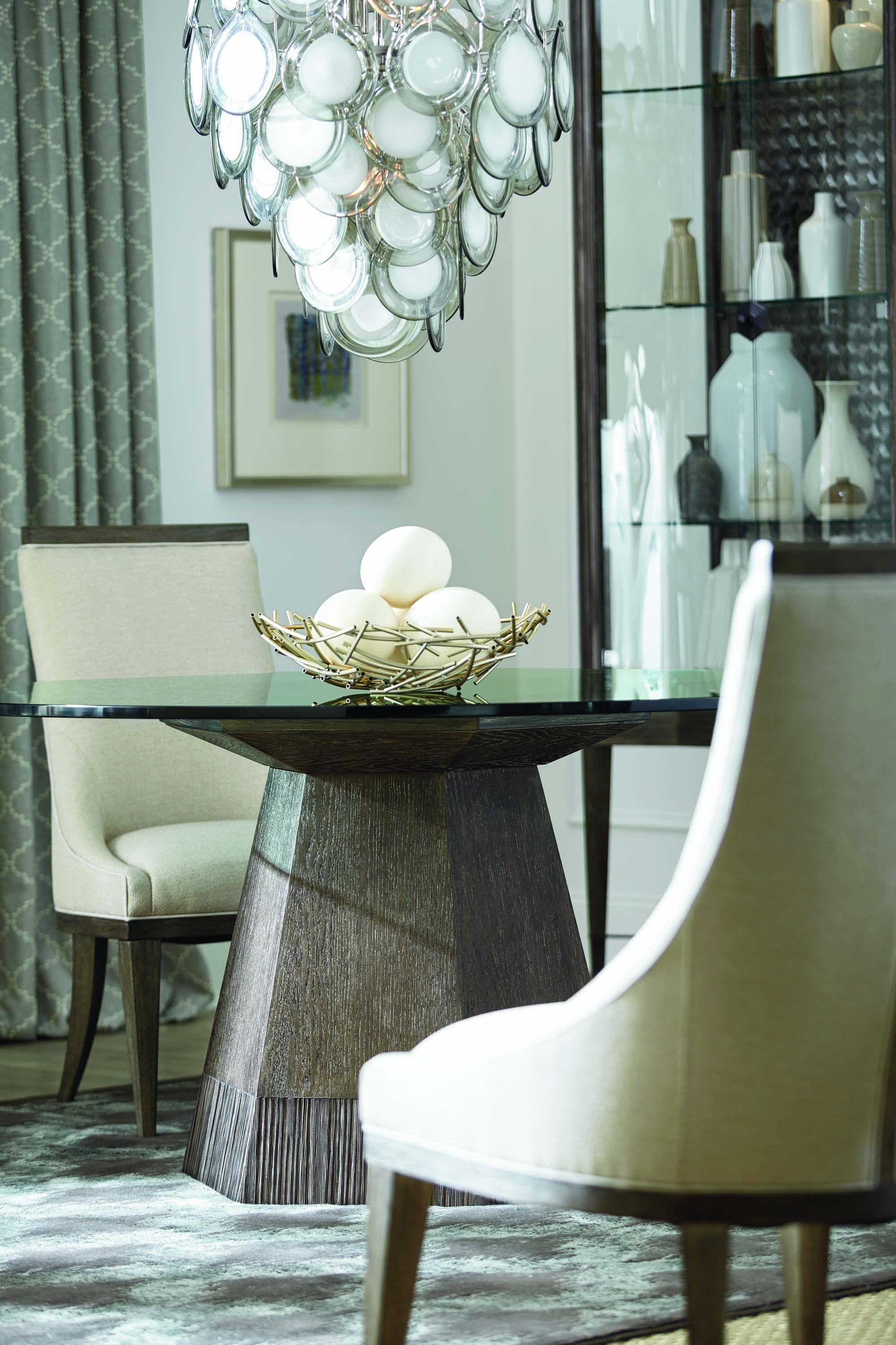 

    
Contemporary Glass Top Dining  Table (60 inch) Geode A.R.T.
