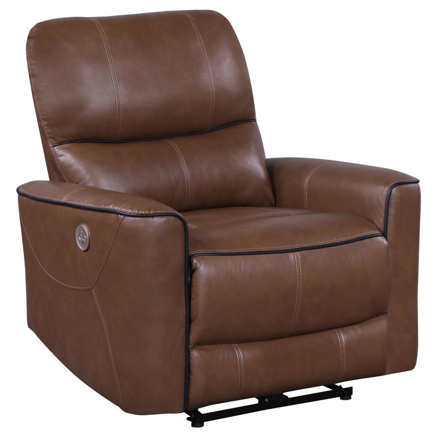 

    
Contemporary Brown Wood Power Recliner Chair Coaster Greenfield 610266P
