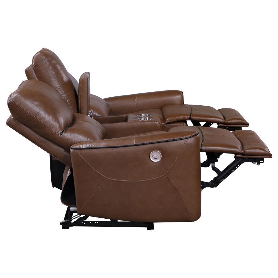 

    
 Order  Contemporary Brown Wood Power Reclining Living Room Set 3PCS Coaster Greenfield 610264P
