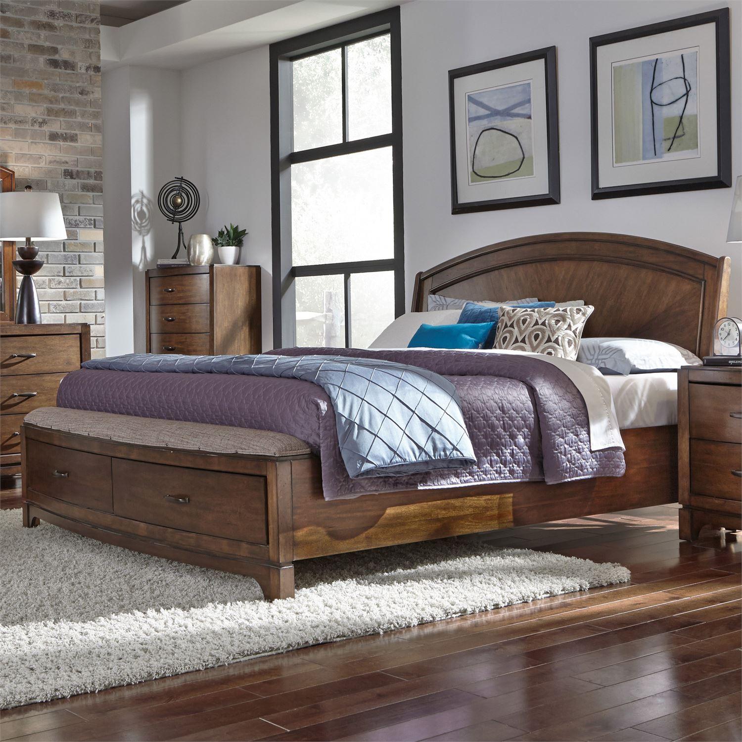 

    
Pebble Brown Finish Wood Queen Storage Bed Avalon (705-BR) Liberty Furniture
