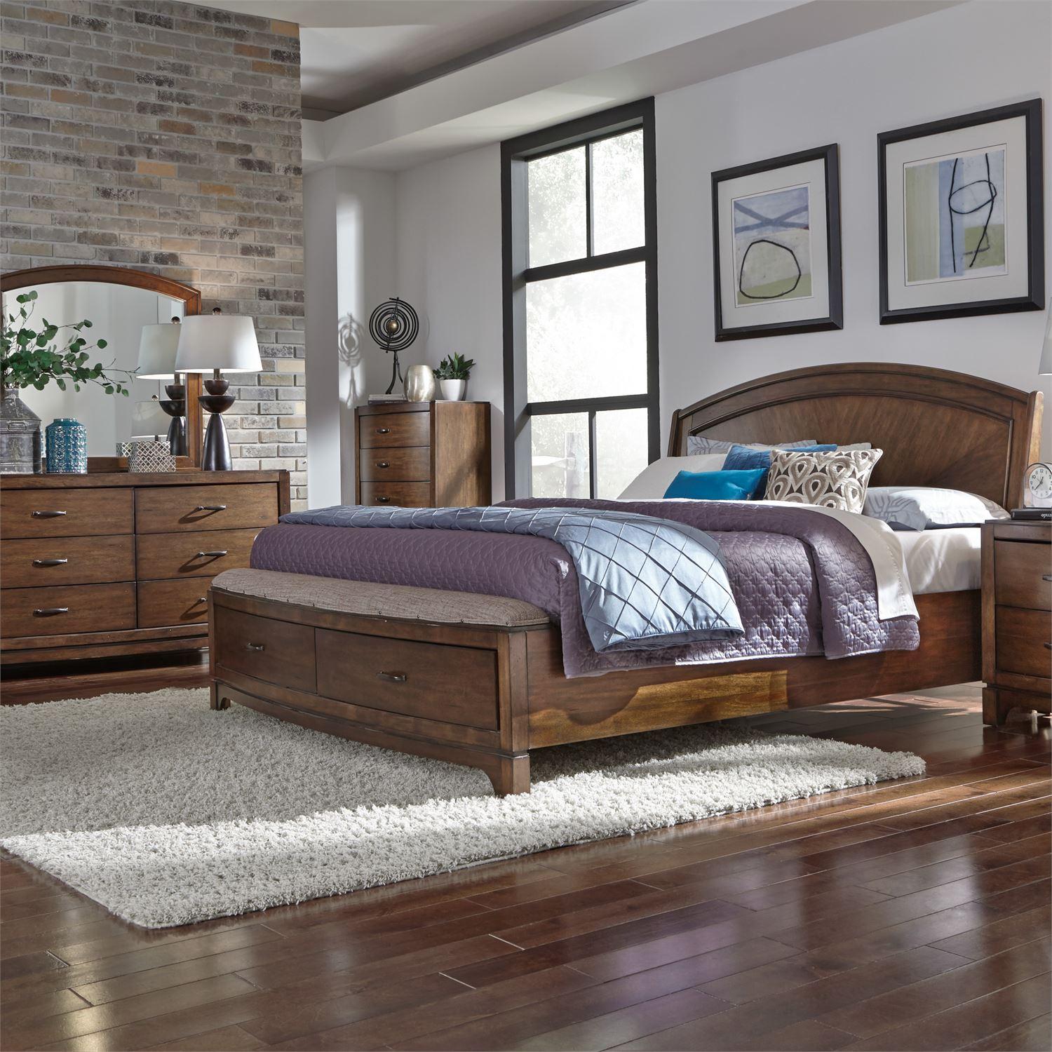 

    
Pebble Brown Finish Queen Storage Bedroom Set 3 Pcs Avalon 705-BR-QPBSDM Liberty Furniture
