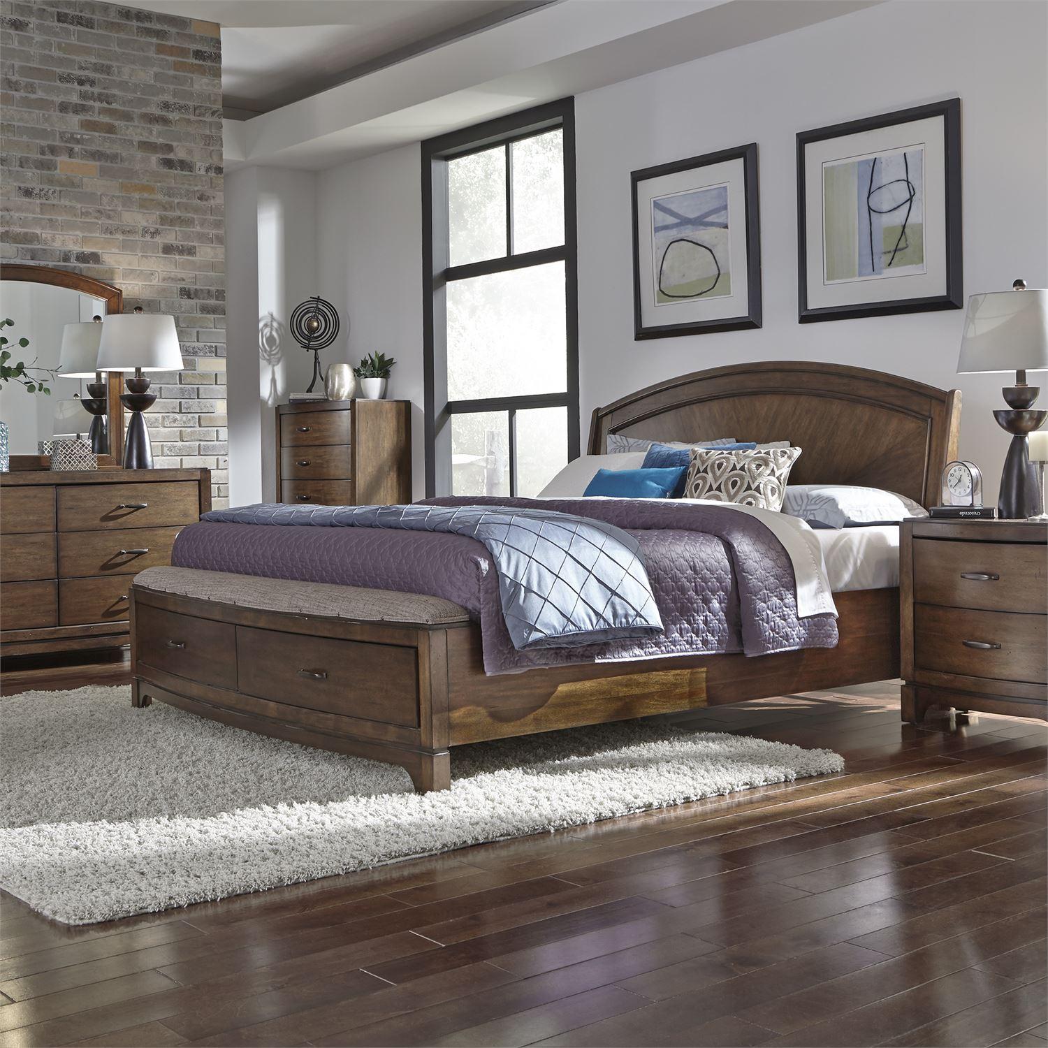 

    
Pebble Brown Finish Queen Storage Bedroom Set 5 Pcs Avalon 705-BR-QPBSDMCN Liberty Furniture
