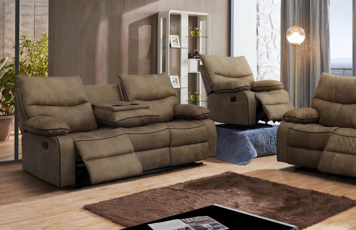 

    
Contemporary Brown Microfiber Reclining Living Room Set 2Pcs McFerran SF1008
