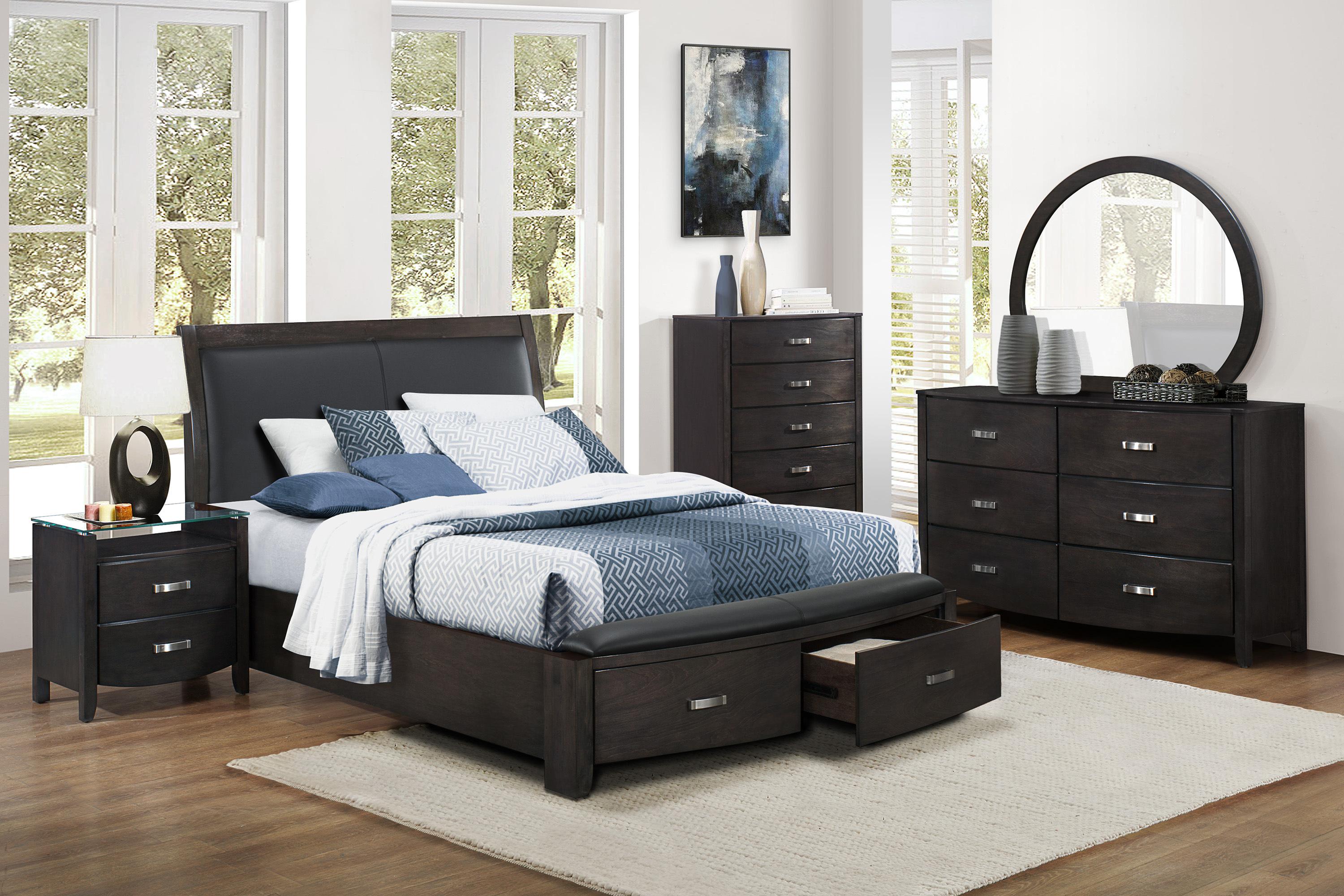 

    
Contemporary Brownish Gray Wood CAL Bedroom Set 5pcs Homelegance 1737KNGY-1CK* Lyric
