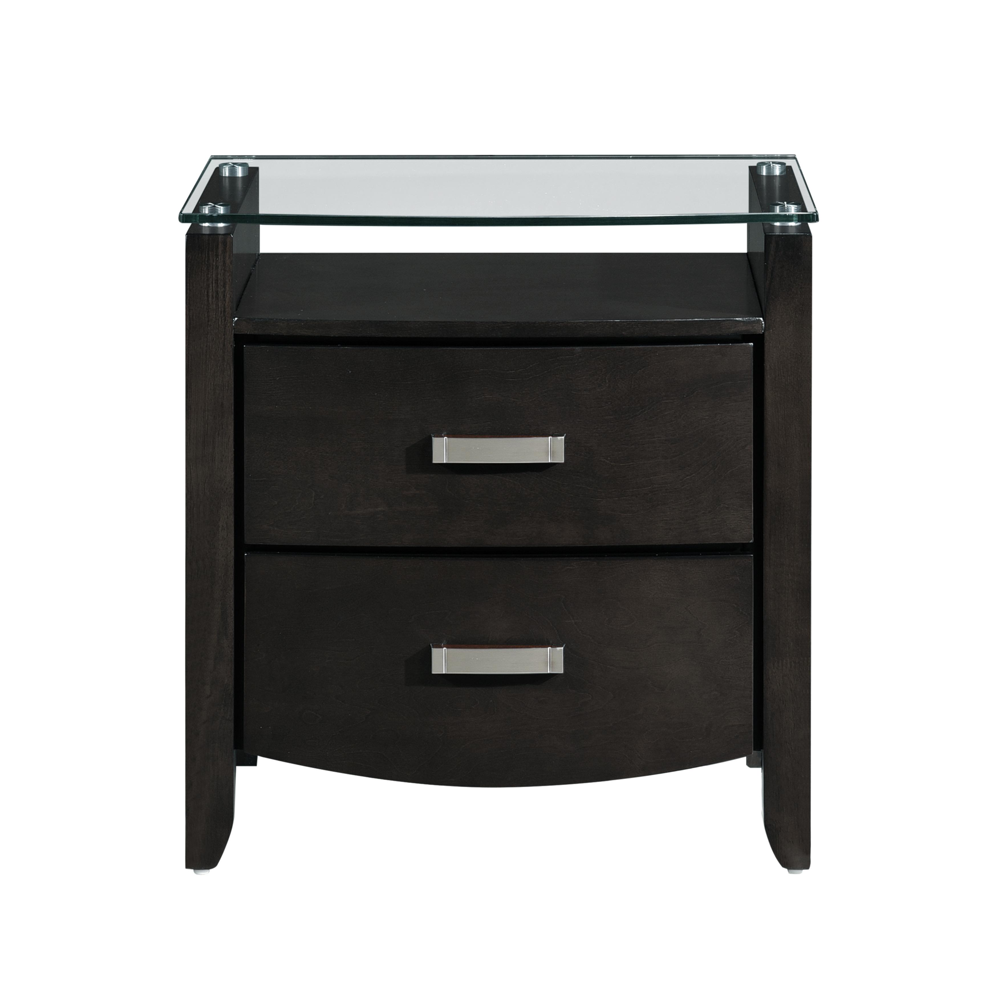 

    
Contemporary Brownish Gray Wood Nightstand Homelegance 1737NGY-4 Lyric
