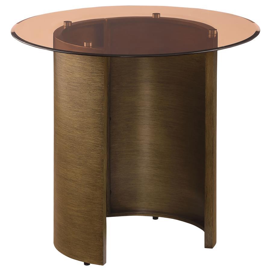 

    
Contemporary Brushed Bronze Metal End Table Coaster Morena 721597
