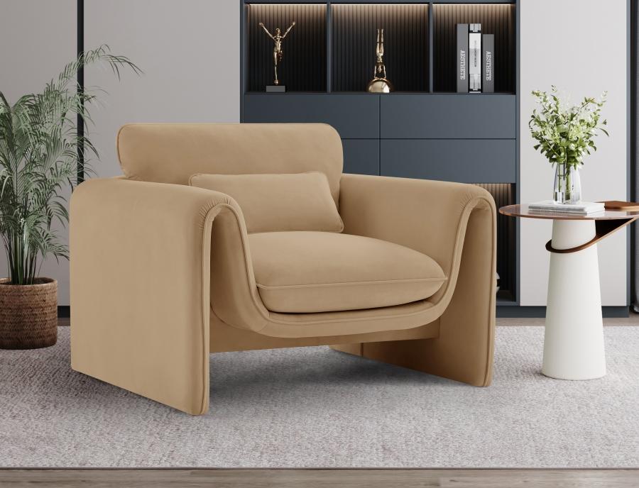 

    
 Shop  Contemporary Camel Engineered Wood Living Room Set 3PCS Meridian Furniture Sloan 199Camel-S-3PCS
